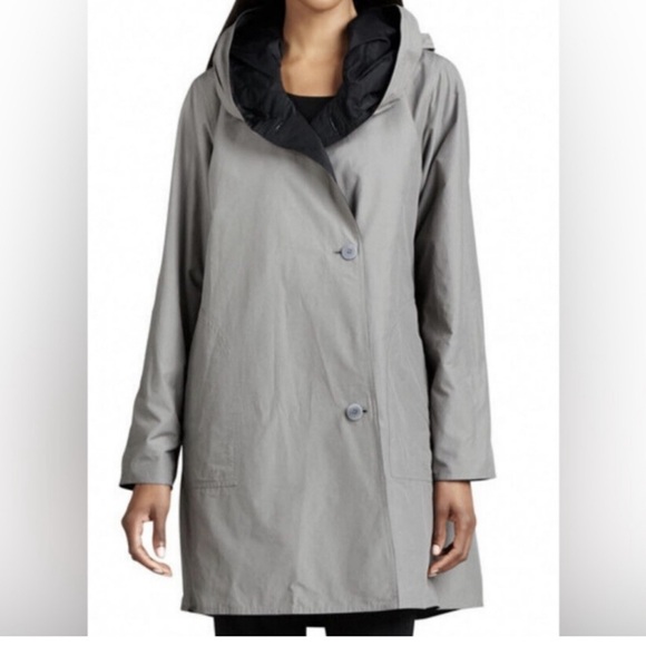 Eileen Fisher Reversible Hooded Jacket Raincoat - Picture 2 of 10